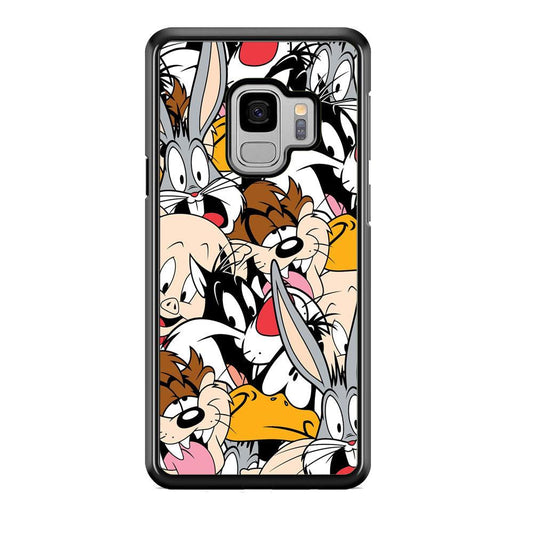 Doodle Looney Tunes Stars Samsung Galaxy S9 Case-Rubber Black (2D Case)-Oxvistore