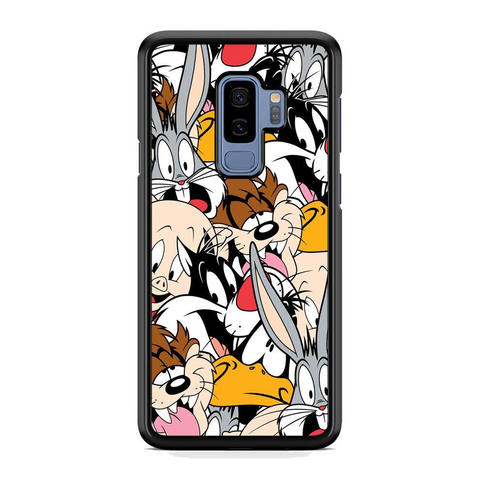 Doodle Looney Tunes Stars Samsung Galaxy S9 Plus Case-Rubber Black (2D Case)-Oxvistore