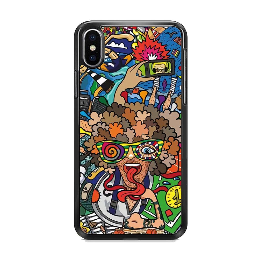 Doodle Olimpyc Sport iPhone XS MAX Case-Rubber White (2D Case)-Oxvistore