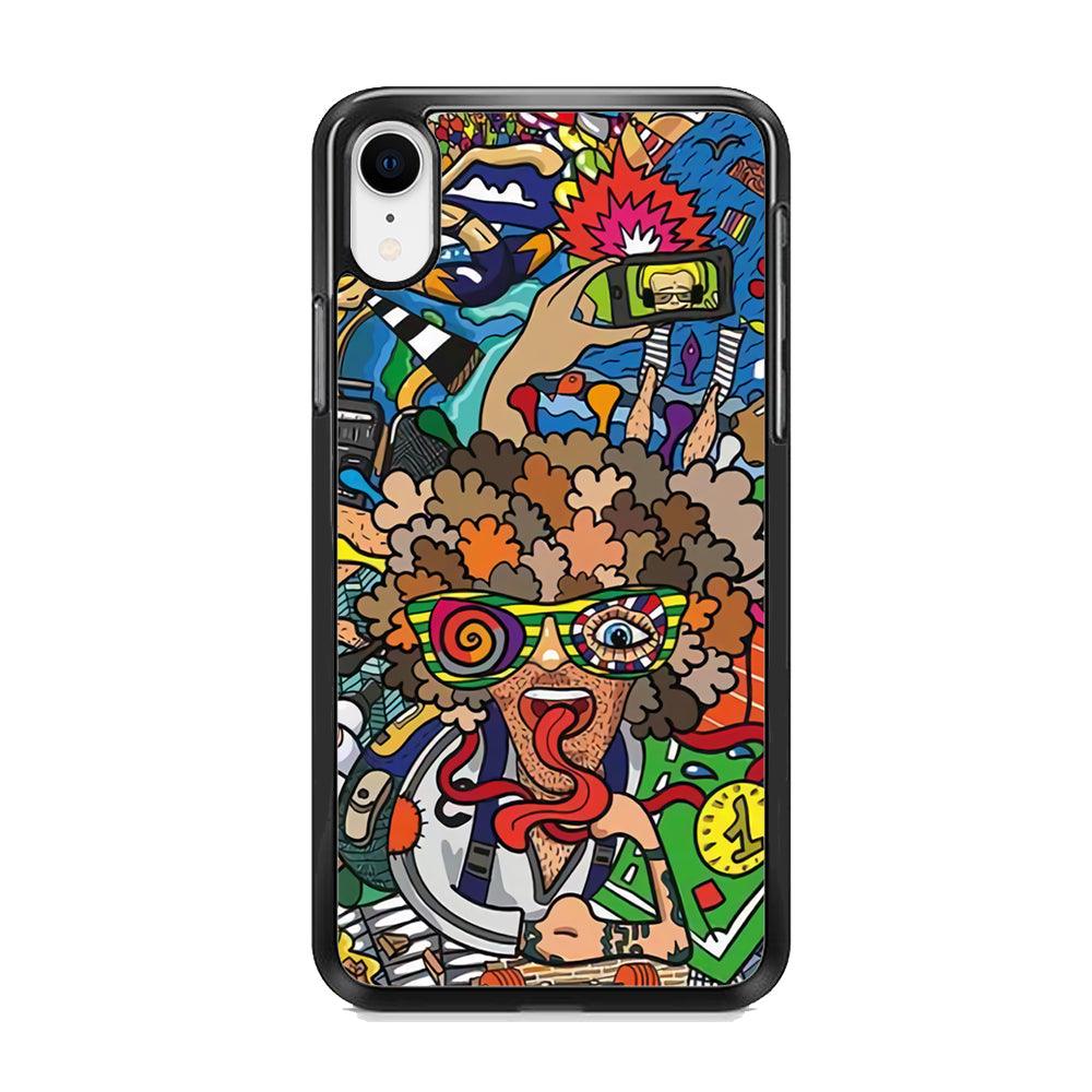 Doodle Olimpyc Sport iPhone XR Case-Rubber Black (2D Case)-Oxvistore