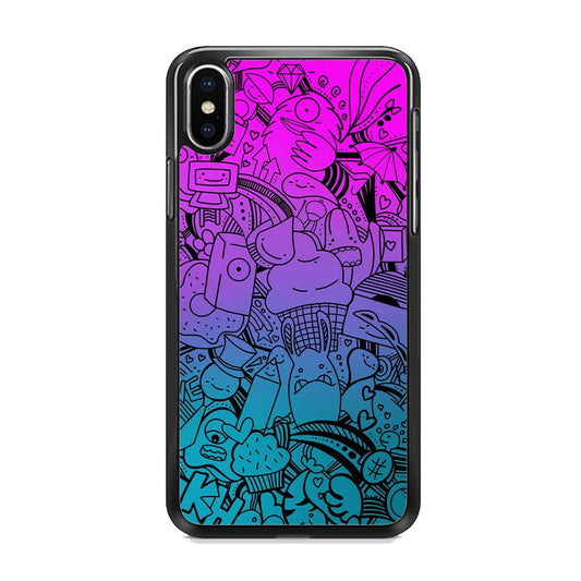 Doodle Twilight Cartoon iPhone XS Case-Tempered Glass Case-Oxvistore