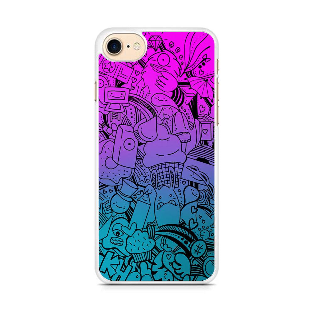 Doodle Twilight Cartoon iPhone 8 Case-Oxvistore