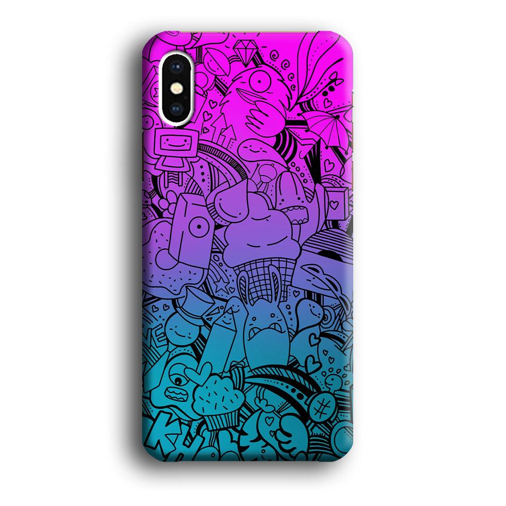 Doodle Twilight Cartoon iPhone X Case-Oxvistore