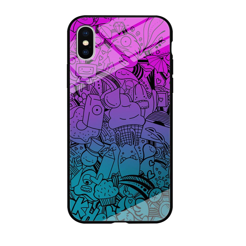 Doodle Twilight Cartoon iPhone X Case-Oxvistore