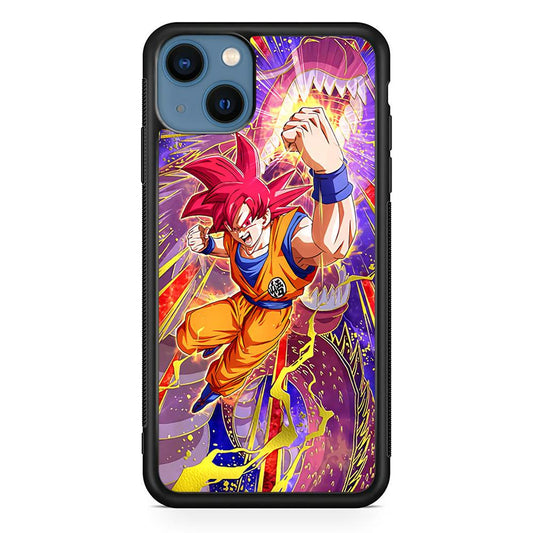 Dragon Ball Z God of Saiyan iPhone 15 Plus Case-Rubber White (2D Case)-Oxvistore