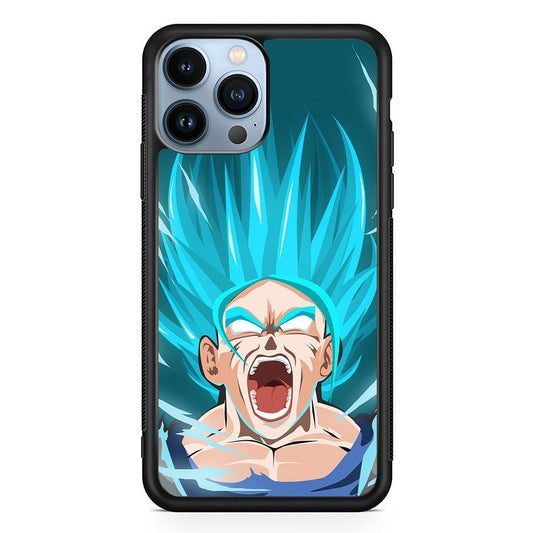 Dragon Ball Z Vegeta Power Up Saiyan Blue iPhone 15 Pro Max Case-Rubber White (2D Case)-Oxvistore