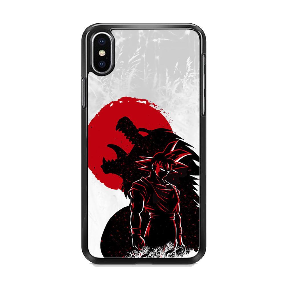 Dragon Ball Blood Red Moon iPhone X Case-Rubber Black (2D Case)-Oxvistore