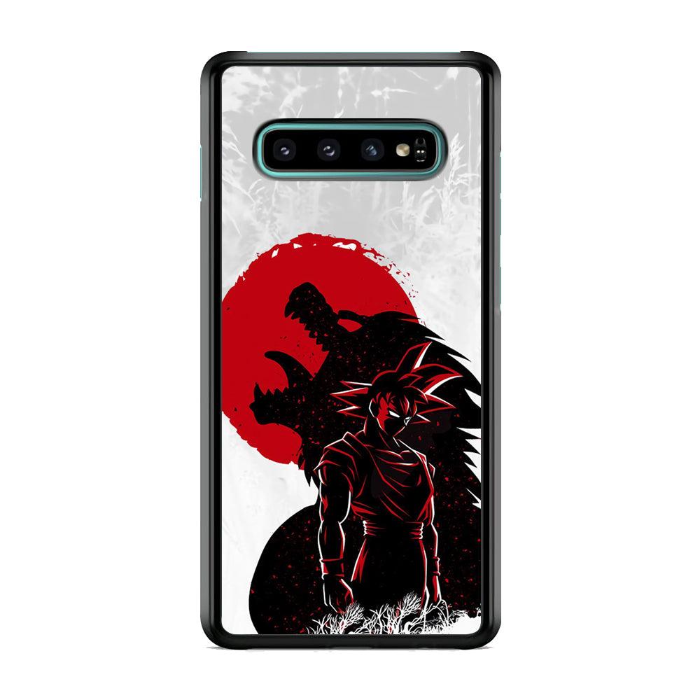 Dragon Ball Blood Red Moon Samsung Galaxy S10 Case-Rubber Black (2D Case)-Oxvistore
