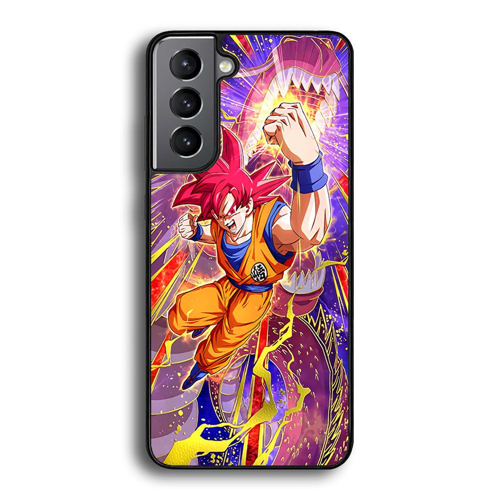 Dragon Ball Z God of Saiyan Samsung Galaxy S21 Case-Rubber White (2D Case)-Oxvistore