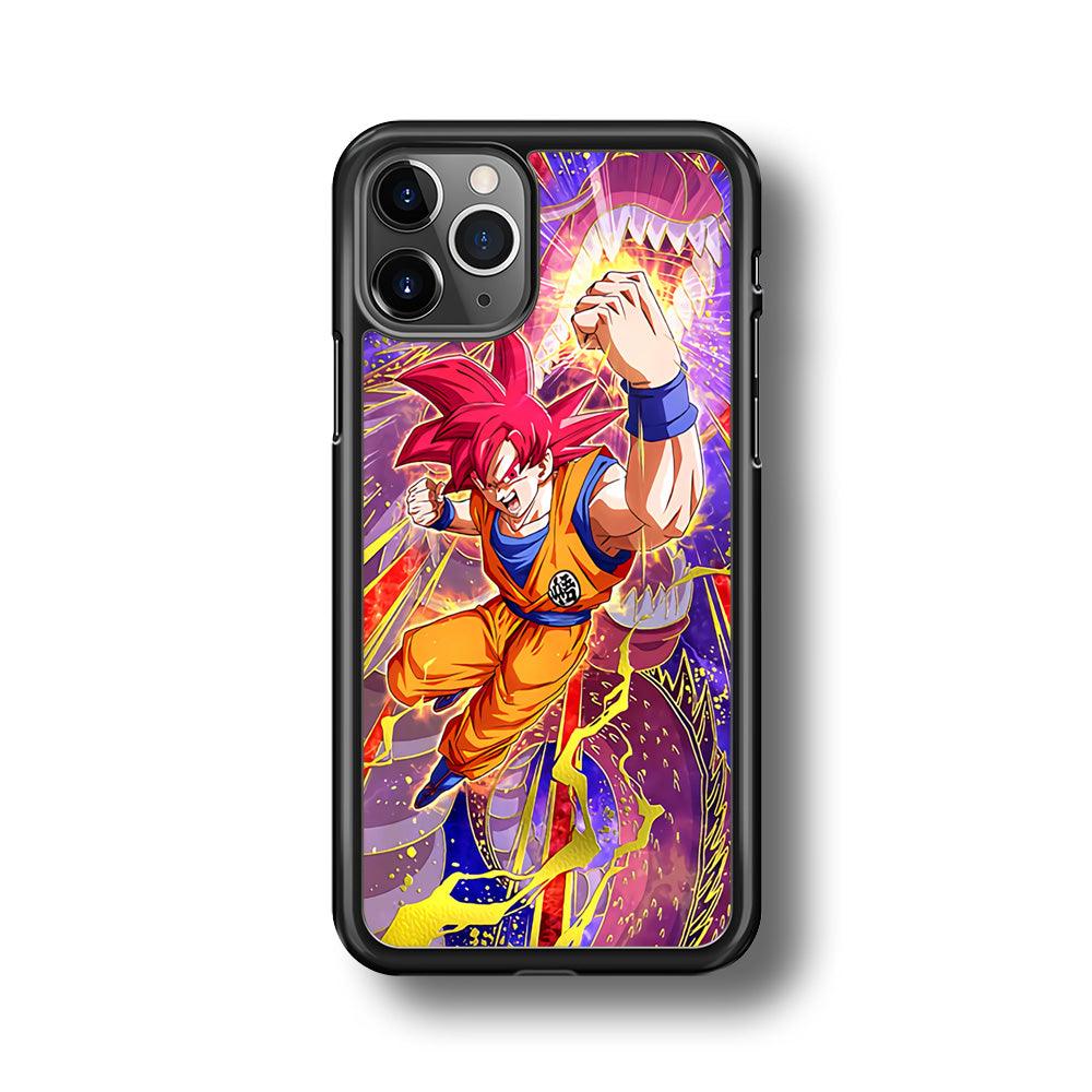 Dragon Ball Z God of Saiyan iPhone 11 Pro Max Case-Rubber Black (2D Case)-Oxvistore