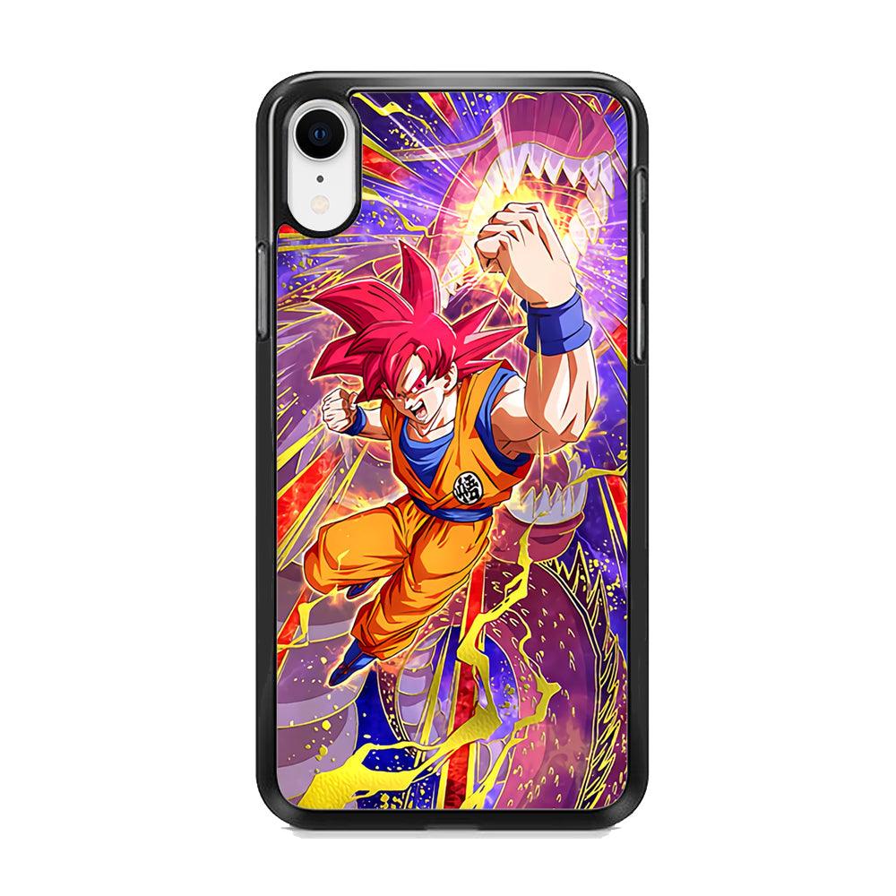 Dragon Ball Z God of Saiyan iPhone XR Case-Rubber Black (2D Case)-Oxvistore