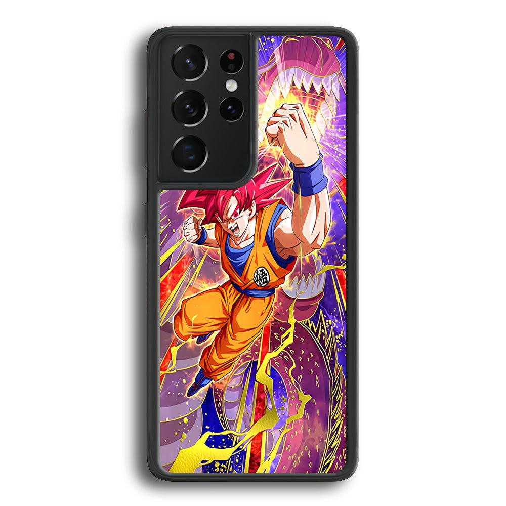 Dragon Ball Z God of Saiyan Samsung Galaxy S23 Ultra Case-Rubber White (2D Case)-Oxvistore