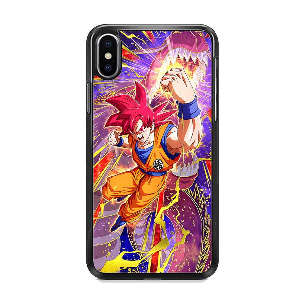 Dragon Ball Z God of Saiyan iPhone X Case-Rubber White (2D Case)-Oxvistore