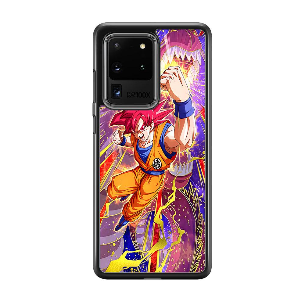 Dragon Ball Z God of Saiyan Samsung Galaxy S20 Ultra Case-Rubber Black (2D Case)-Oxvistore