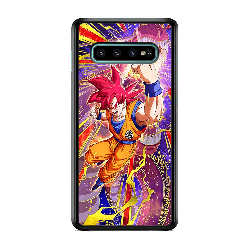 Dragon Ball Z God of Saiyan Samsung Galaxy S10 Case-Rubber Black (2D Case)-Oxvistore