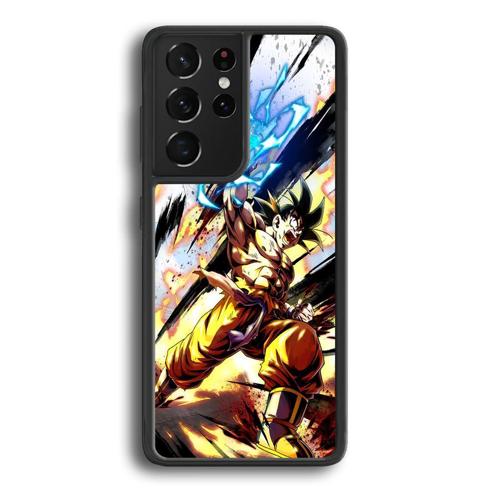 Dragon Ball Z Power Attack Samsung Galaxy S21 Ultra Case-Rubber Black (2D Case)-Oxvistore