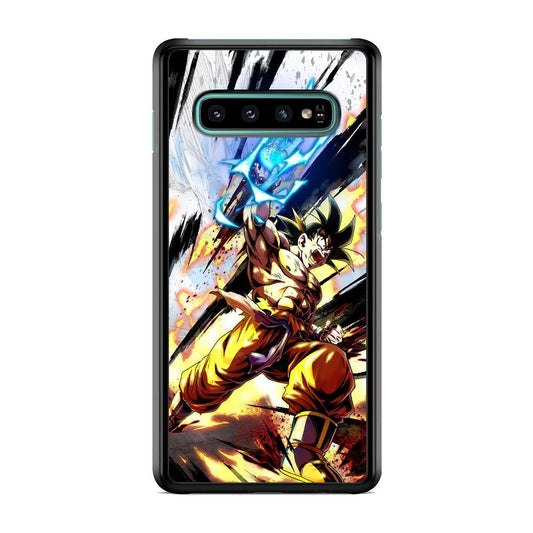 Dragon Ball Z Power Attack Samsung Galaxy S10 Case-Rubber White (2D Case)-Oxvistore