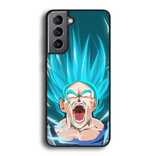 Dragon Ball Z Vegeta Power Up Saiyan Blue Samsung Galaxy S21 Case-Rubber Black (2D Case)-Oxvistore