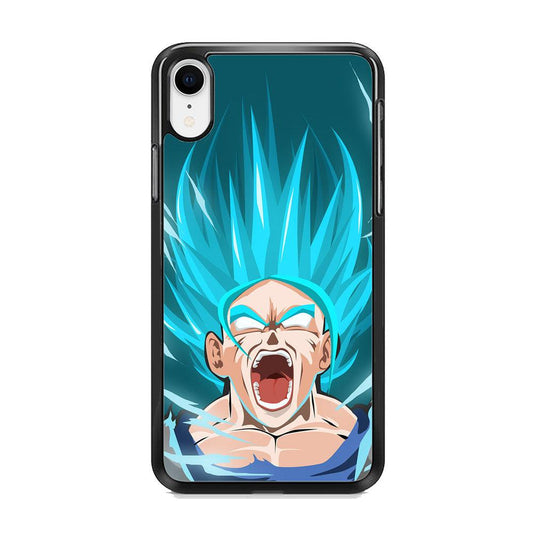 Dragon Ball Z Vegeta Power Up Saiyan Blue iPhone XR Case-Rubber White (2D Case)-Oxvistore