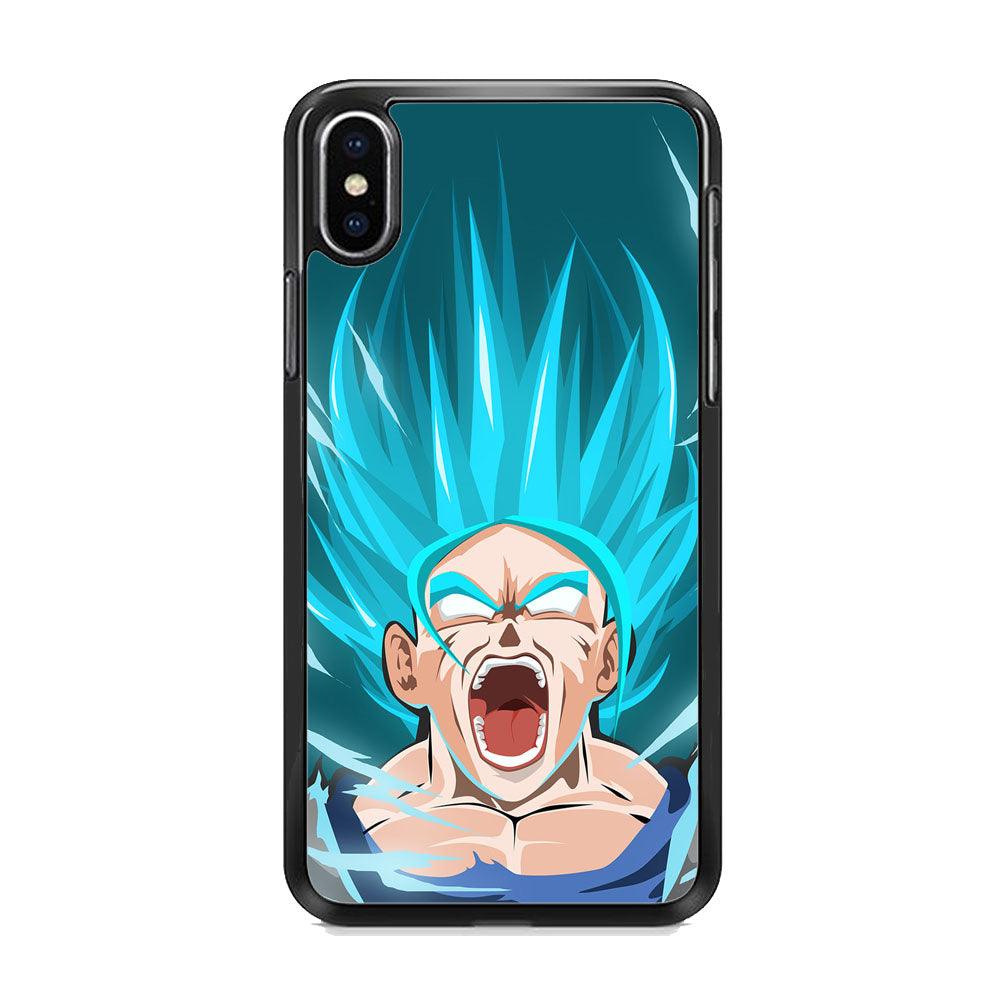 Dragon Ball Z Vegeta Power Up Saiyan Blue iPhone XS MAX Case-Rubber White (2D Case)-Oxvistore