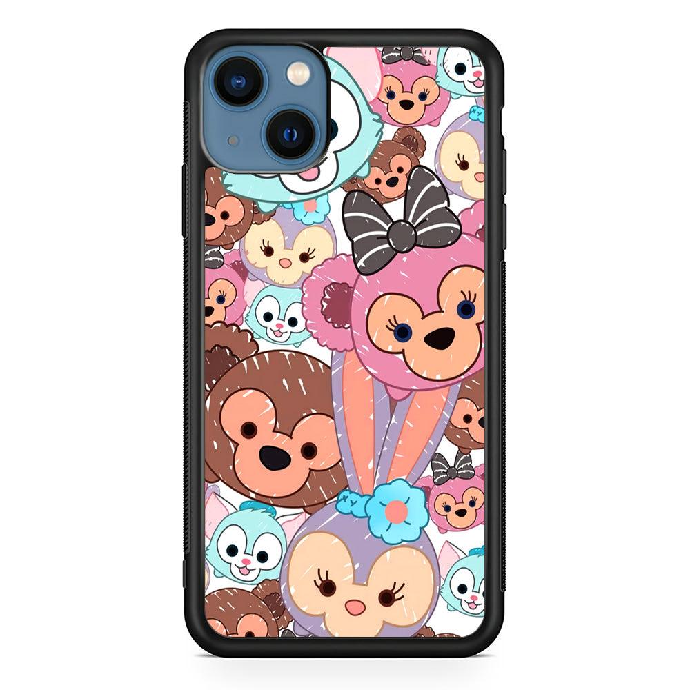 Duffy The Disney Bear Art Collage iPhone 14 Plus Case-Rubber Black (2D Case)-Oxvistore