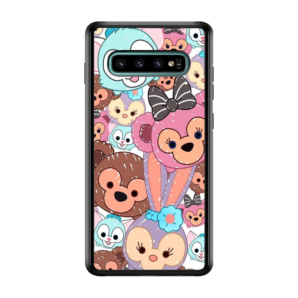 Duffy The Disney Bear Art Collage Samsung Galaxy S10 Case-Rubber Black (2D Case)-Oxvistore