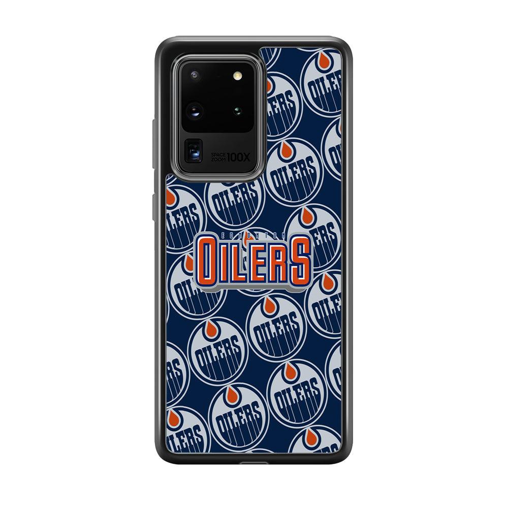 Edmonton Oilers Blue Patern Assembly Samsung Galaxy S20 Ultra Case-Rubber Black (2D Case)-Oxvistore