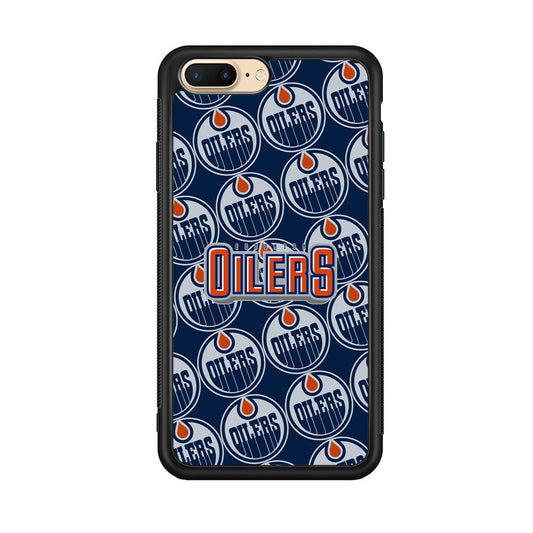 Edmonton Oilers Blue Patern Assembly iPhone 7 Plus Case-Rubber Black (2D Case)-Oxvistore