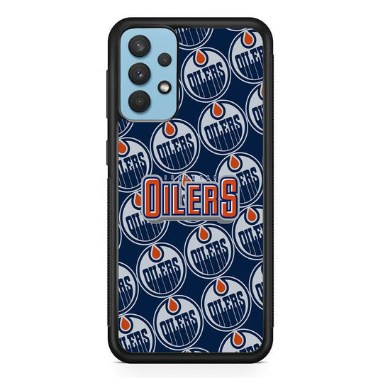 Edmonton Oilers Blue Patern Assembly Samsung Galaxy A32 Case-Oxvistore