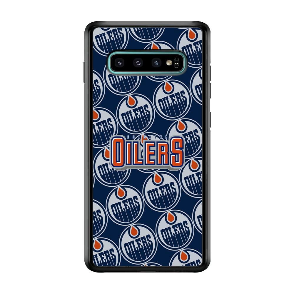 Edmonton Oilers Blue Patern Assembly Samsung Galaxy S10 Plus Case-Rubber Black (2D Case)-Oxvistore