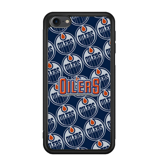 Edmonton Oilers Blue Patern Assembly iPod Touch 6 Case-Rubber Black (2D Case)-Oxvistore