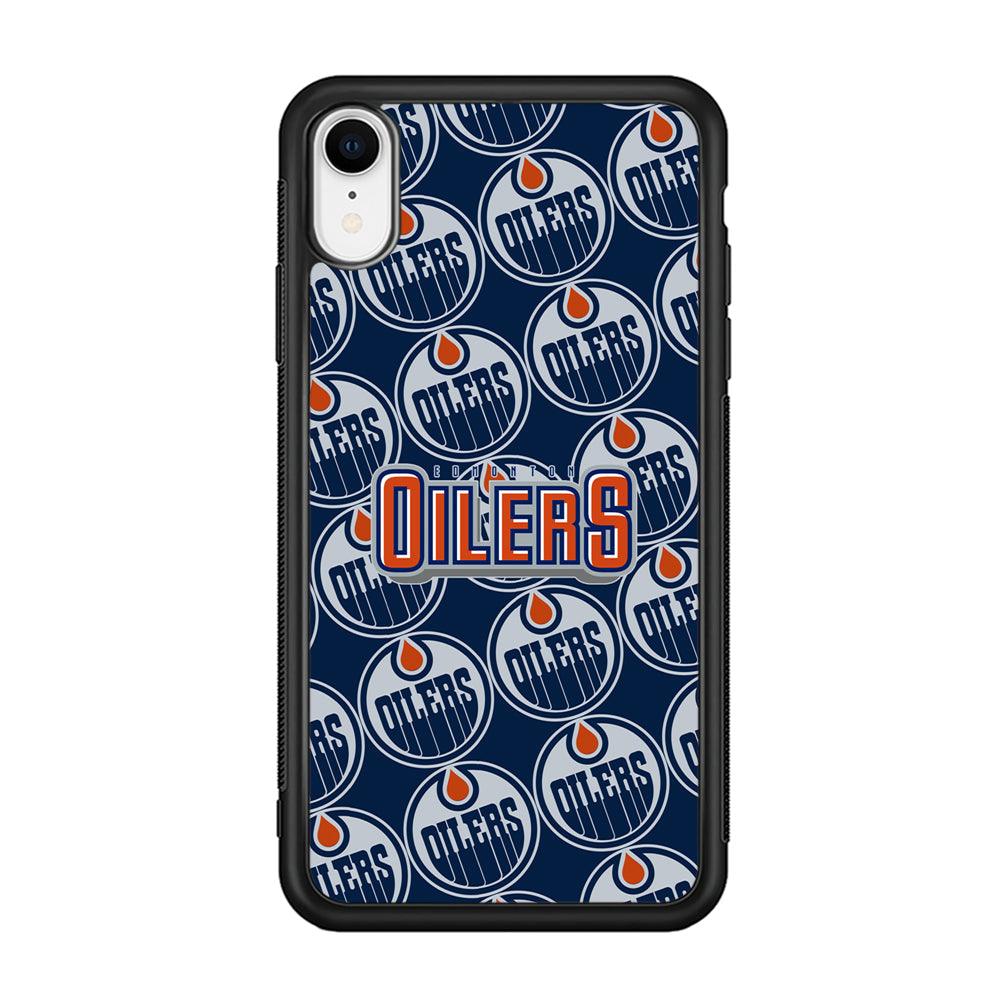 Edmonton Oilers Blue Patern Assembly iPhone XR Case-Oxvistore