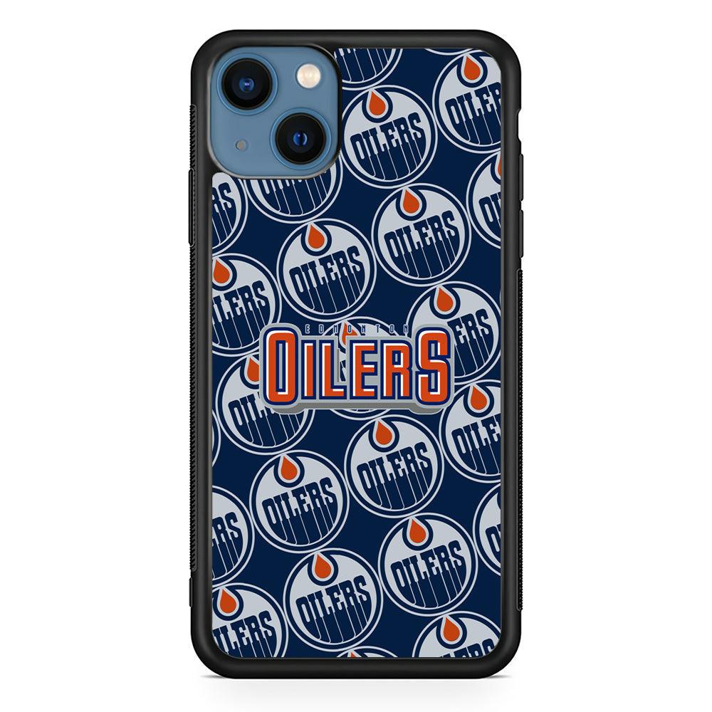 Edmonton Oilers Blue Patern Assembly iPhone 13 Case-Oxvistore