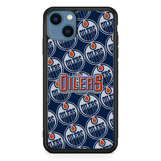 Edmonton Oilers Blue Patern Assembly iPhone 13 Case-Oxvistore