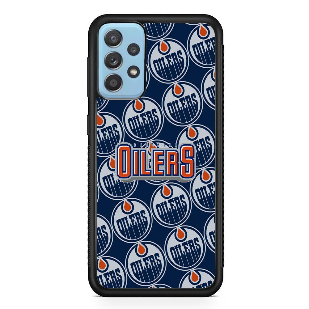 Edmonton Oilers Blue Patern Assembly Samsung Galaxy A72 Case-Rubber Black (2D Case)-Oxvistore