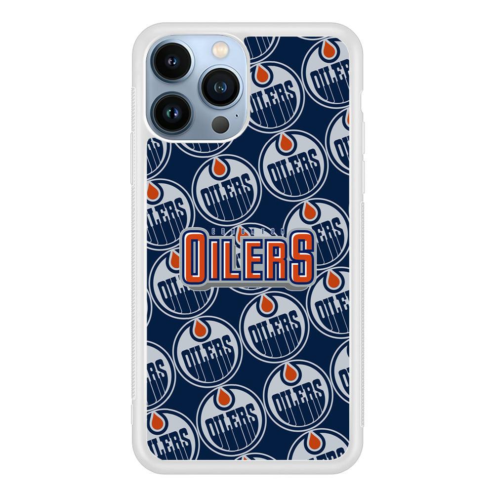 Edmonton Oilers Blue Patern Assembly iPhone 14 Pro Max Case-Oxvistore