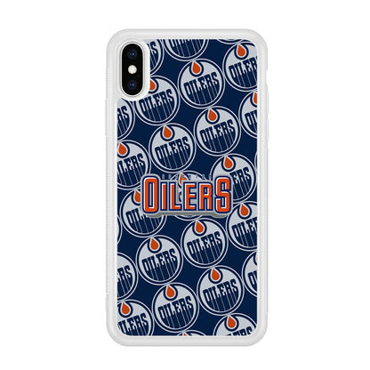 Edmonton Oilers Blue Patern Assembly iPhone X Case-Oxvistore