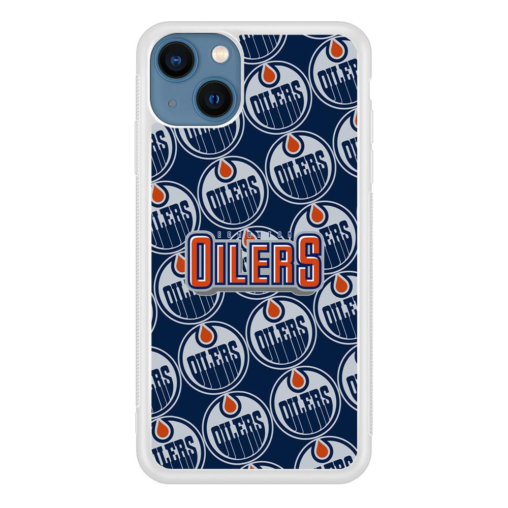 Edmonton Oilers Blue Patern Assembly iPhone 13 Case-Oxvistore