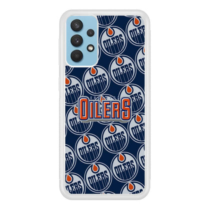 Edmonton Oilers Blue Patern Assembly Samsung Galaxy A32 Case-Oxvistore