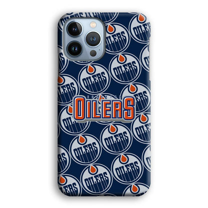 Edmonton Oilers Blue Patern Assembly iPhone 14 Pro Case-Oxvistore