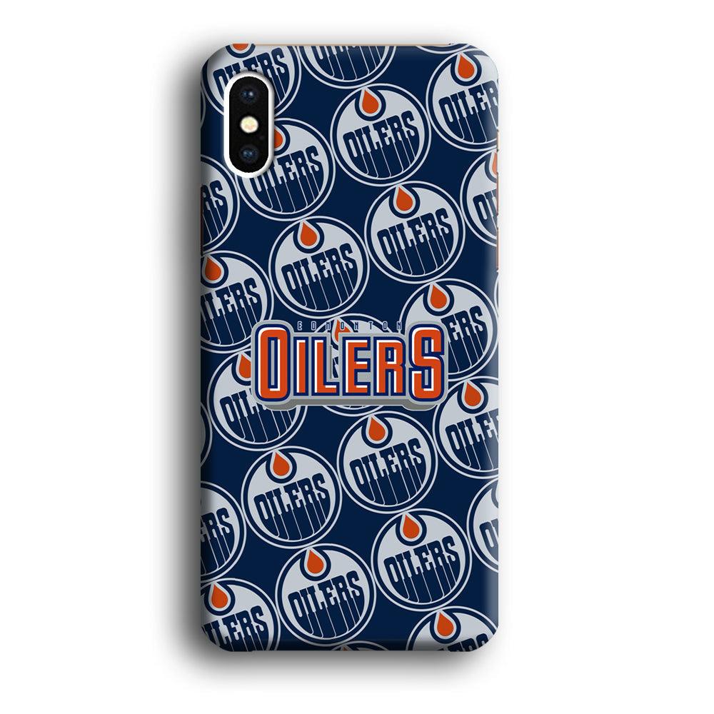 Edmonton Oilers Blue Patern Assembly iPhone X Case-Oxvistore