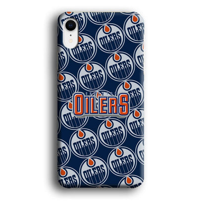 Edmonton Oilers Blue Patern Assembly iPhone XR Case-Oxvistore