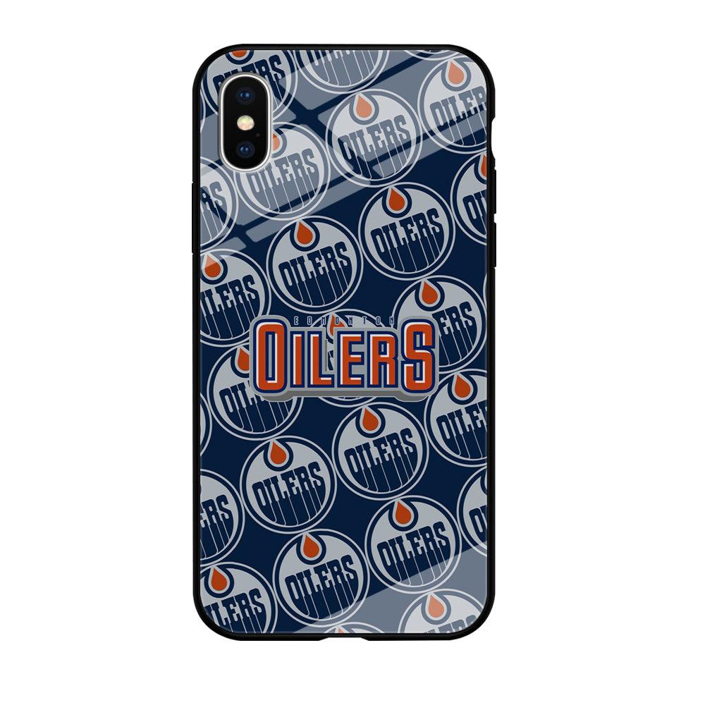 Edmonton Oilers Blue Patern Assembly iPhone X Case-Oxvistore