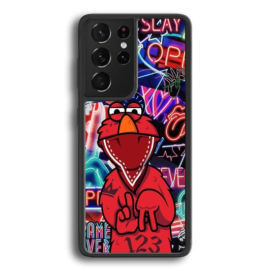 Elmo Rapping The Night Samsung Galaxy S23 Ultra Case-Rubber Black (2D Case)-Oxvistore