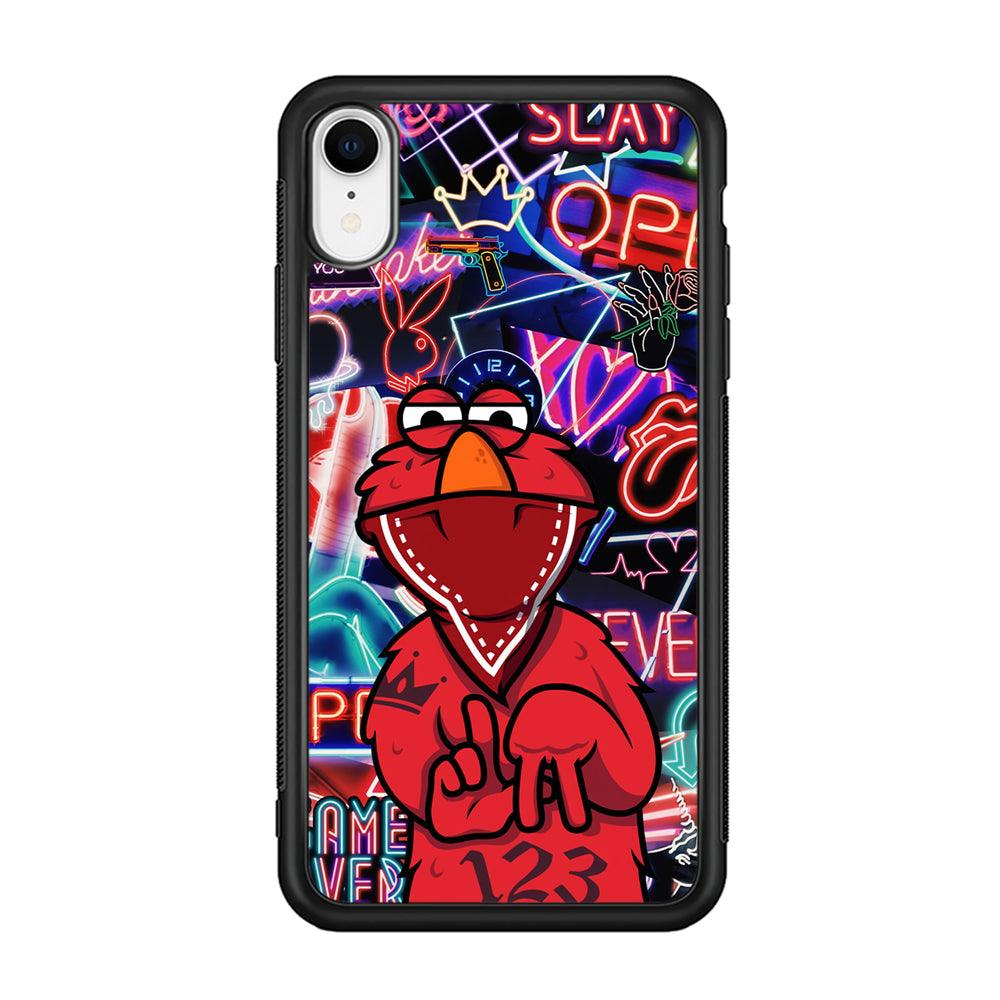 Elmo Rapping The Night iPhone XR Case-Rubber Black (2D Case)-Oxvistore