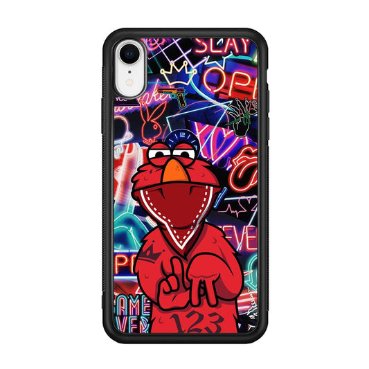 Elmo Rapping The Night iPhone XR Case-Rubber Black (2D Case)-Oxvistore
