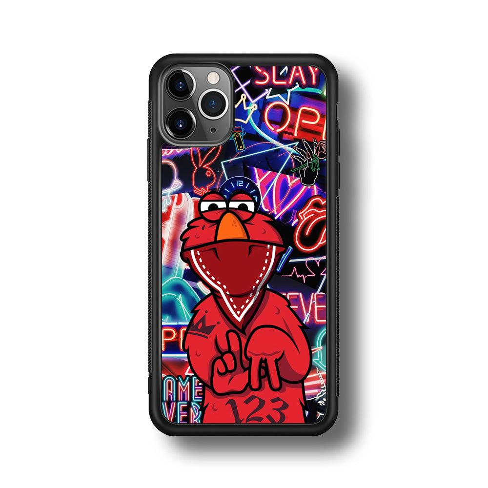 Elmo Rapping The Night iPhone 11 Pro Max Case-Rubber Black (2D Case)-Oxvistore
