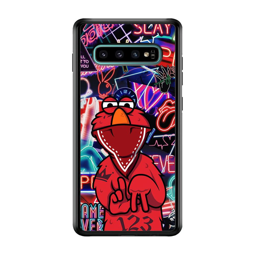 Elmo Rapping The Night Samsung Galaxy S10 Case-Rubber Black (2D Case)-Oxvistore