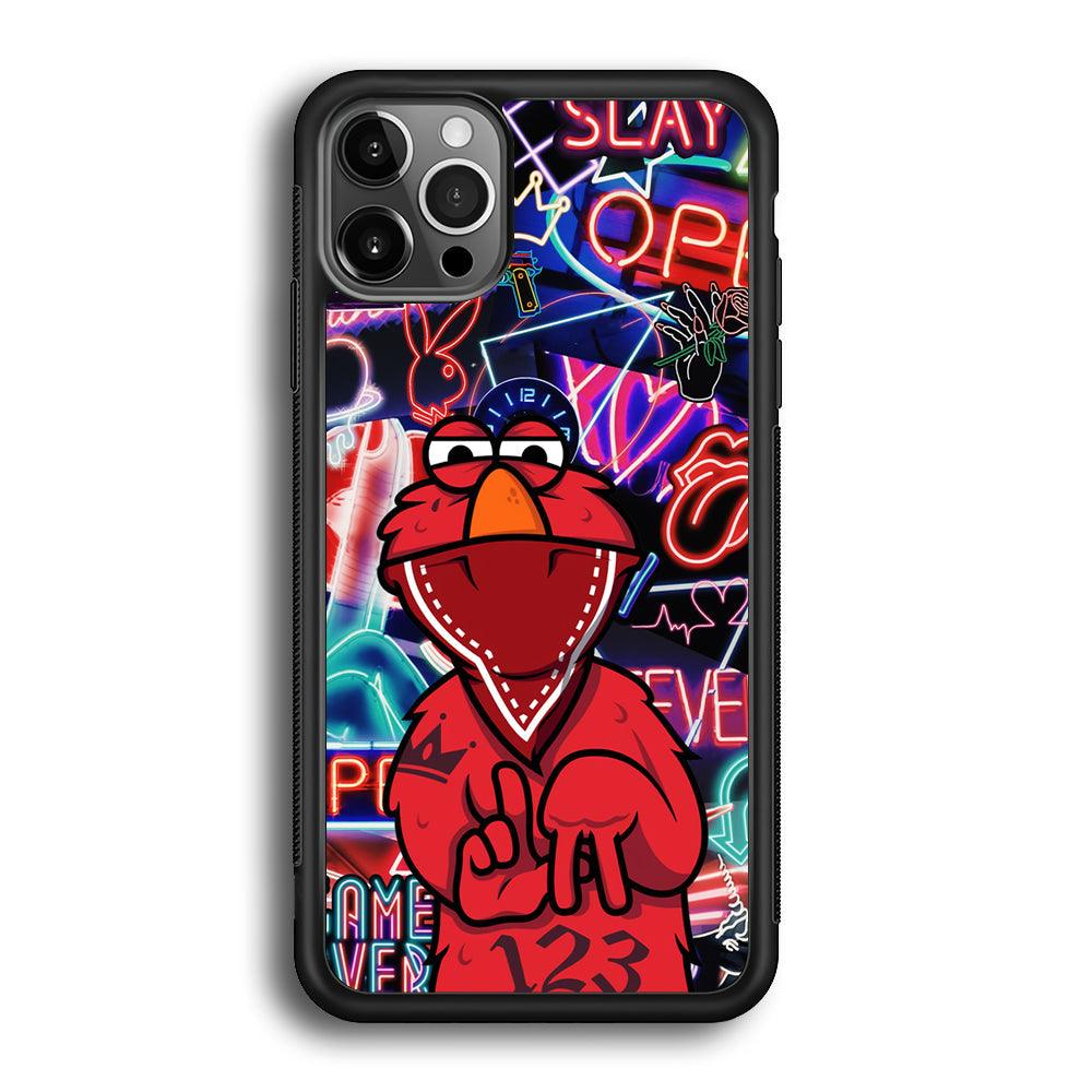 Elmo Rapping The Night iPhone 12 Pro Max Case-Rubber Black (2D Case)-Oxvistore