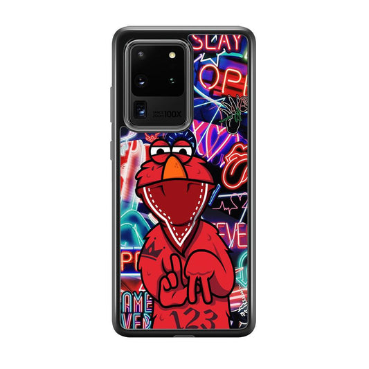 Elmo Rapping The Night Samsung Galaxy S20 Ultra Case-Rubber Black (2D Case)-Oxvistore